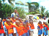 school children getting ready